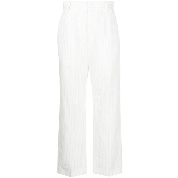 マルタンマルジェラ レディース カジュアルパンツ ボトムス Pinstripe cropped trousers White｜asty