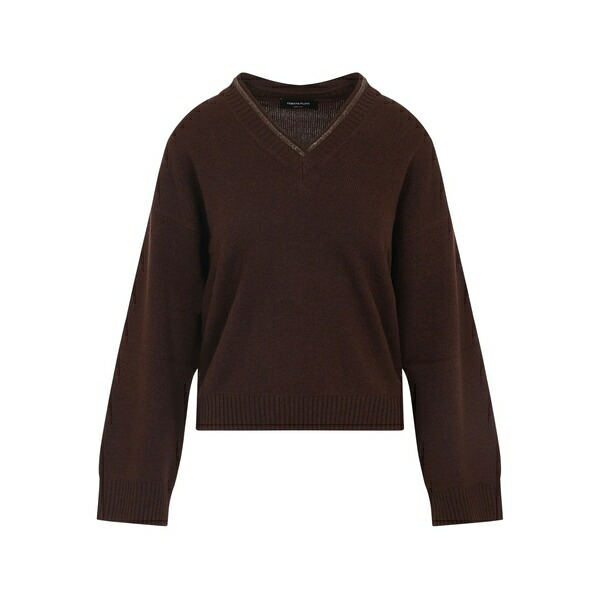 ファビアナ フィリッピ レディース 編み物\u0026スウェーター アウター V-neck embellished wool sweater Brown