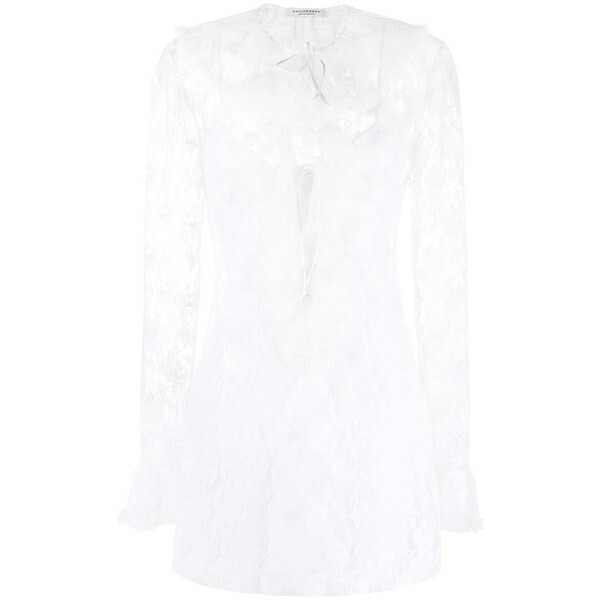 フィロソフィーデロレンゾセラフィーニ レディース ワンピース トップス Ruffled lace minidress White｜asty