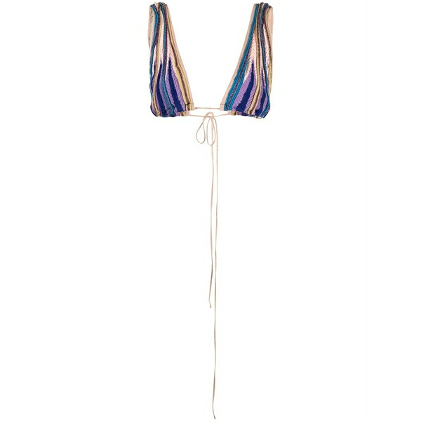 フォルテ フォルテ レディース ニット\u0026セーター アウター Striped-knit tied triangle top Purple