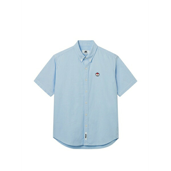 チョコレート メンズ シャツ トップス Buttoned embroidered shirt Blue|asty