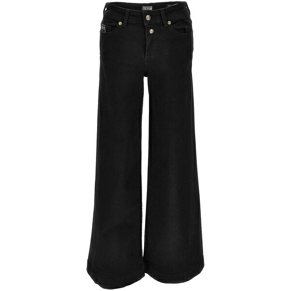 ベルサーチ レディース デニムパンツ ボトムス Wide-leg jeans Black｜asty