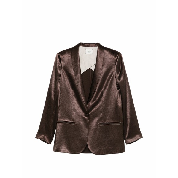 アリジ レディース 上衣＆上衣 アウター Shiny smoking jacket Brown