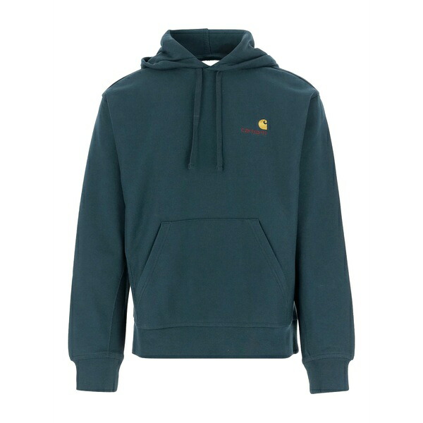 カーハート メンズ パーカー・スウェットシャツ アウター American script logo-embroidered hoodie Blue