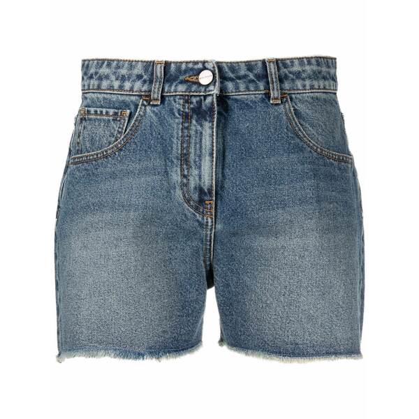 パーム・エンジェルス レディース デニムパンツ ボトムス Palm tree-embroidered frayed denim shorts Blue|asty
