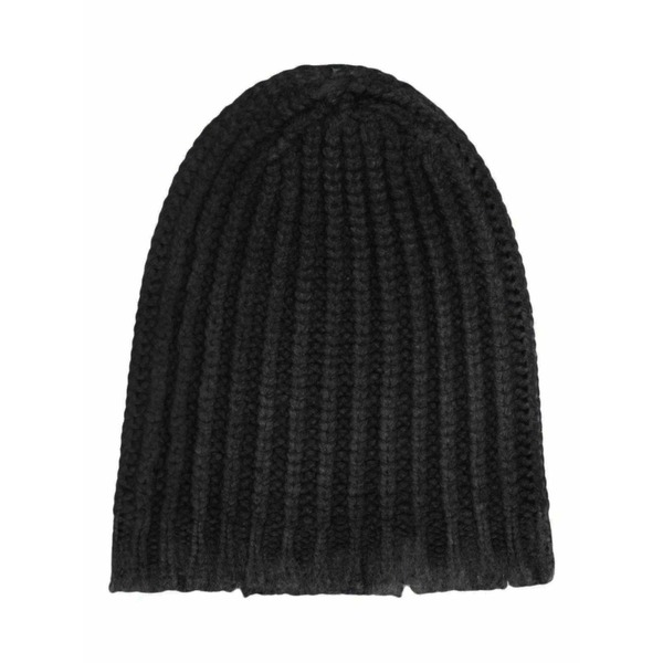 アヴァントワ レディース かぶり笠 添え物 Distressed knitted beanie Black