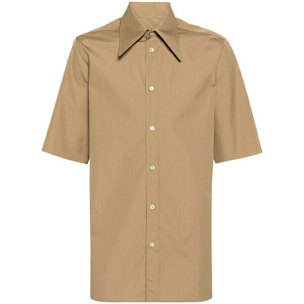 マルタンマルジェラ メンズ シャツ トップス Oversized-collar cotton shirt Brown｜asty
