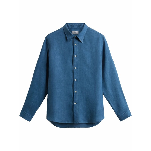 毛糸 分限者 メンズ プルオーバー トップス Button-down shirt Blue