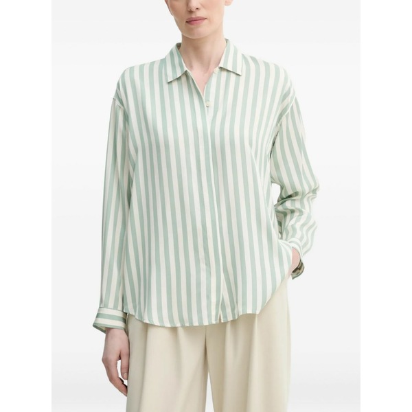 マルコポーロ レディース シャツ トップス Striped shirt Green|asty