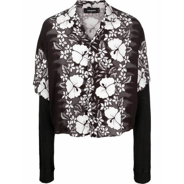 ディースクエアード メンズ シャツ トップス Floral-print layered shirt Black｜asty 73,040円