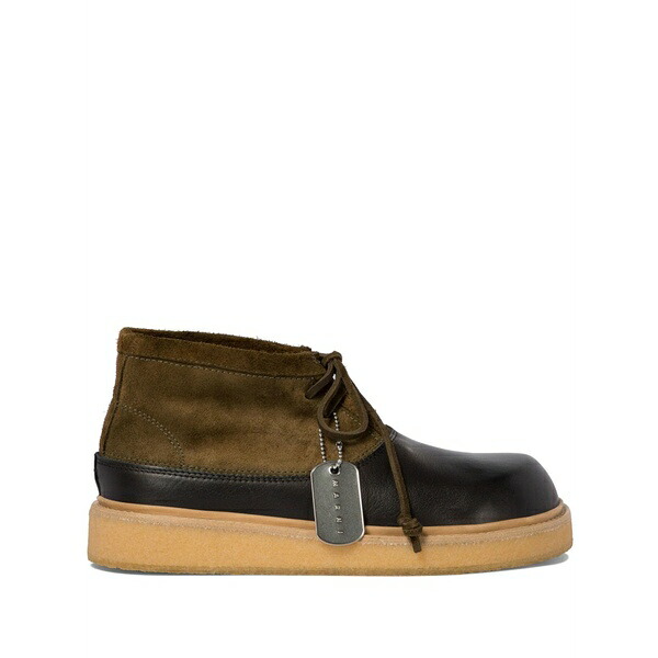 マルニ メンズ ブーツ シューズ Logo-tag leather ankle boots  Brown