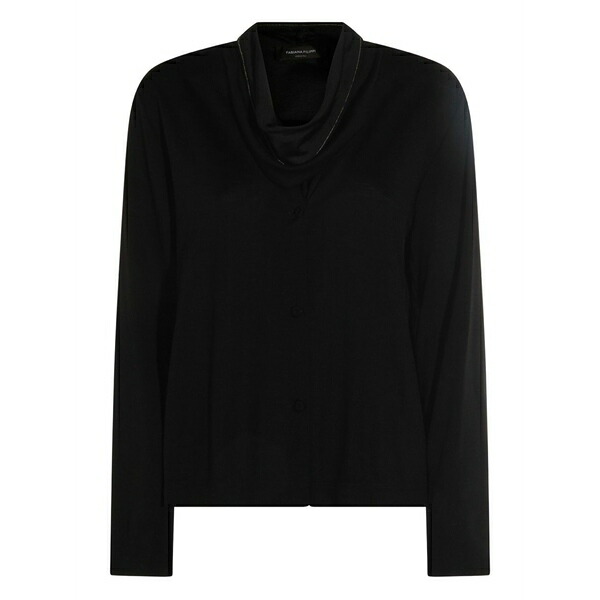 ファビアナ フィリッピ レディース シャツ トップス Cowl-neck button top Black｜asty