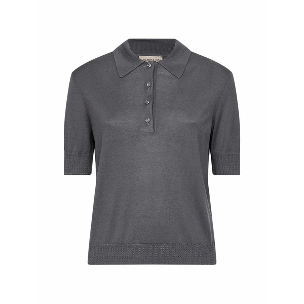 ブランカ ヴィータ レディース スポーツシャツ トップス Pointelle-knit silk polo shirt Grey