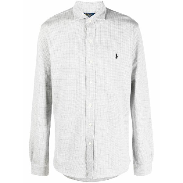 ラルフローレン メンズ プルオーバー トップス Logo-embroidered cotton shirt Grey