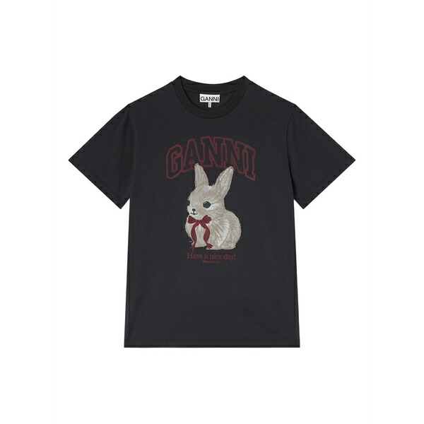 ガニー レディース Tシャツ トップス Bunny-print cotton t-shirt Grey｜asty