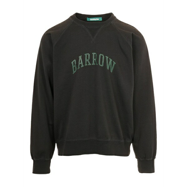 バロウ メンズ パーカー・スウェットシャツ アウター Logo-detail crew-neck sweatshirt Black|asty