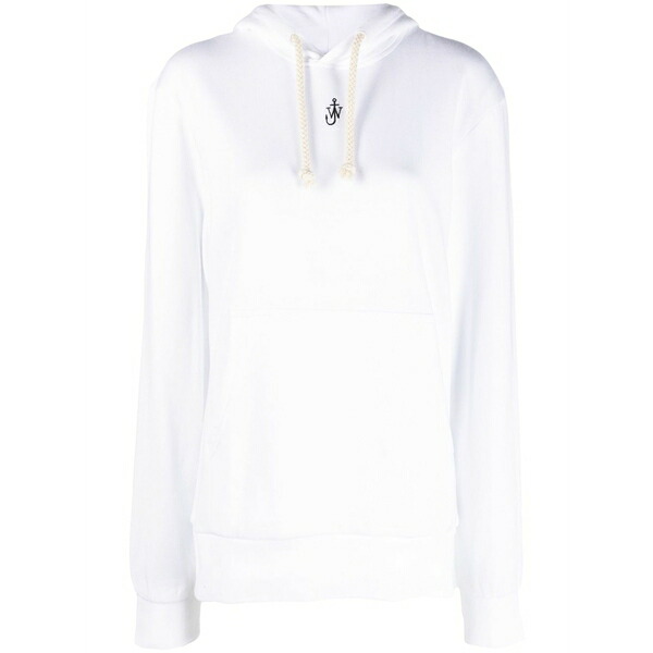 J.W.アンダーソン レディース パーカー・スウェットシャツ アウター Logo-embroidered cotton blend hoodie White