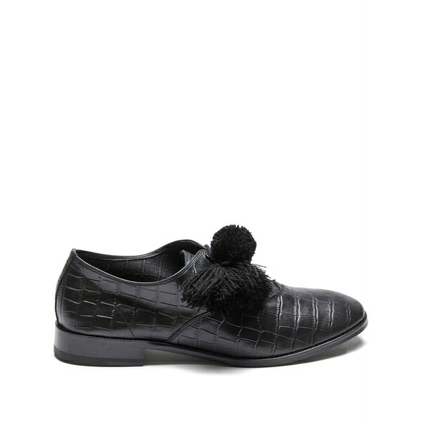スイコック メンズ ドレスシューズ シューズ Crocodile-embossed tassel trainers Black｜asty