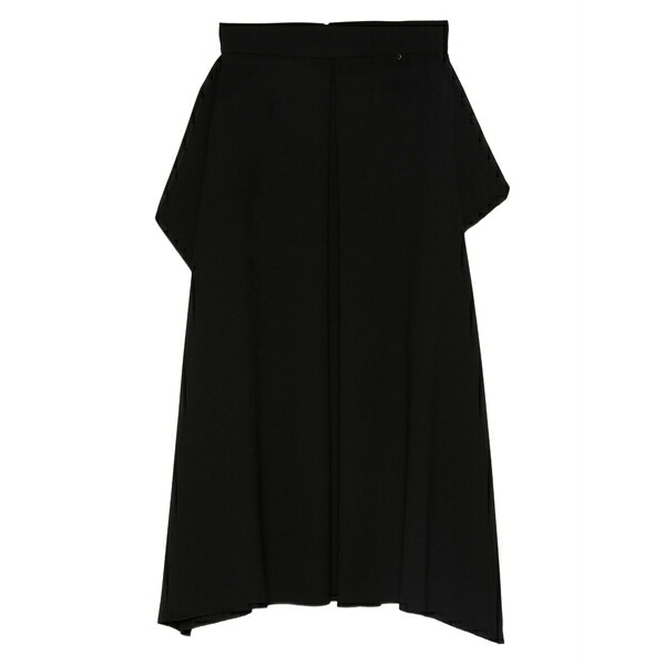 ニッサ レディース スカート ボトムス Pleated asymmetric midi skirt Black｜asty