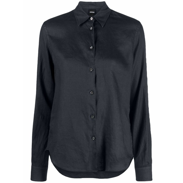 アスペジ レディース シャツ トップス Button-up linen shirt Blue｜asty