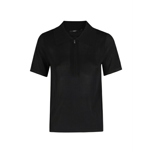 セブンティ レディース ポロシャツ トップス Zip-fastening polo shirt Black|asty