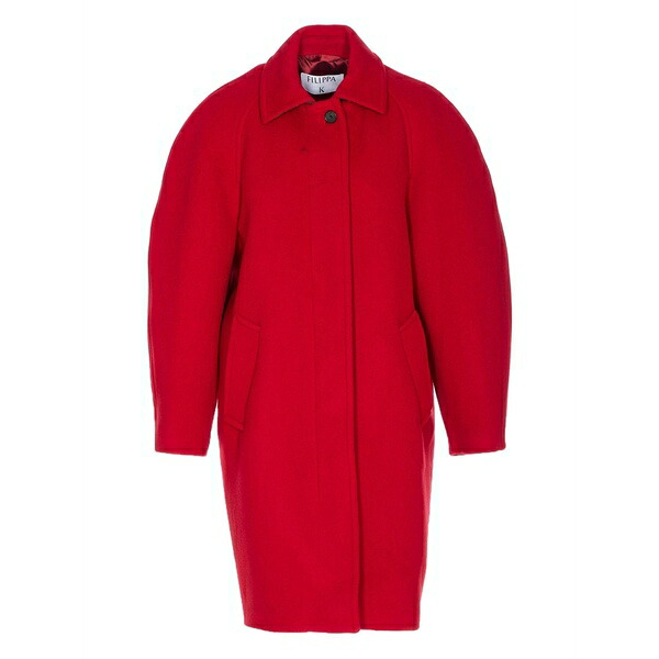フィリッパコー レディース 厚地の外套 アウター Cocoon frontal-button coat Red