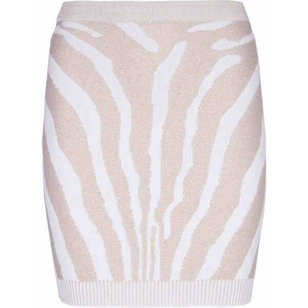 バルマン レディース スカート ボトムス Zebra intarsia-knit miniskirt Neutrals|asty