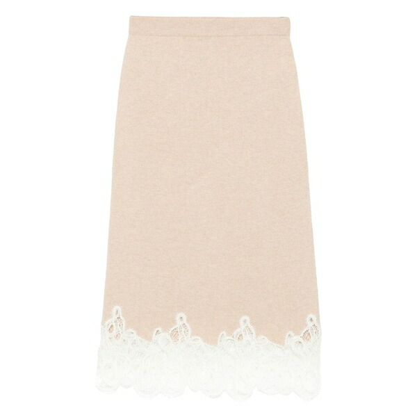 ファビアナ フィリッピ レディース スカート ボトムス Lace-trimmed pencil skirt Neutrals｜asty