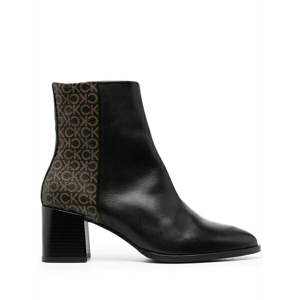 カルバンクライン レディース ブーツ シューズ Monogram-print ankle boots Black