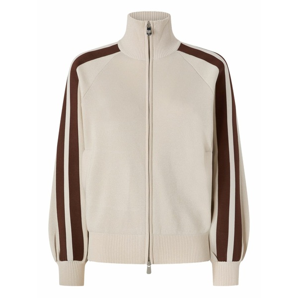 ピンコ レディース 編み物\u0026スウェーター アウター Striped-sleeve zip-up sweatshirt Neutrals