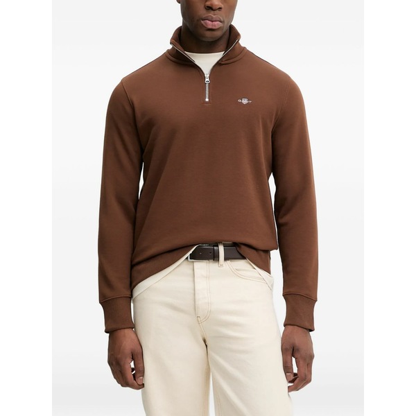 ガント メンズ パーカー・スウェットシャツ アウター Shield half-zip sweatshirt Brown