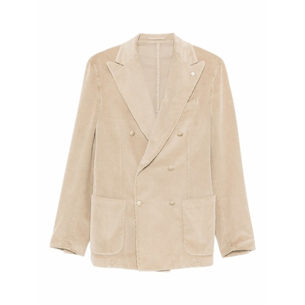 ルイジ・ビアンキ・マントヴァ メンズ ジャケット＆ブルゾン アウター Double-breasted corduroy blazer Neutrals｜asty