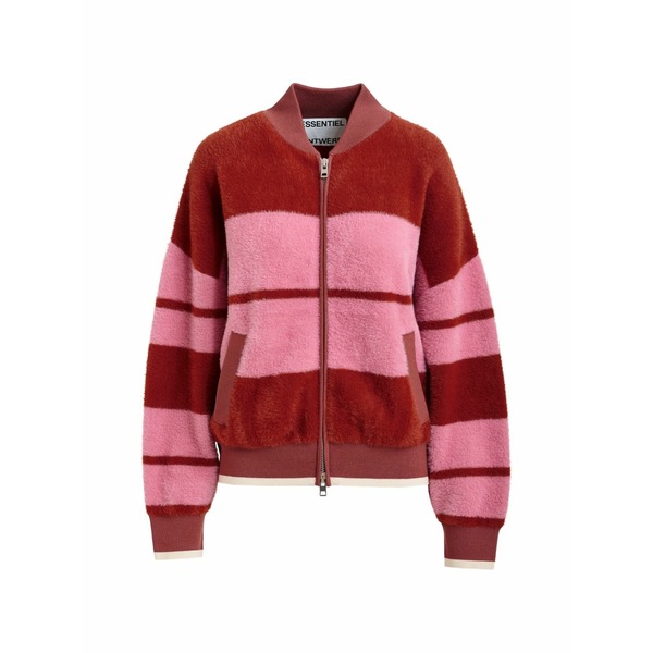 エッセンシャルアントワープ レディース カーディガン アウター Striped zip-up cardigan Pink｜asty