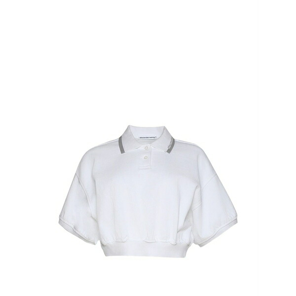 アレキサンダーワン レディース スポーツシャツ トップス Logo-collar polo shirt White