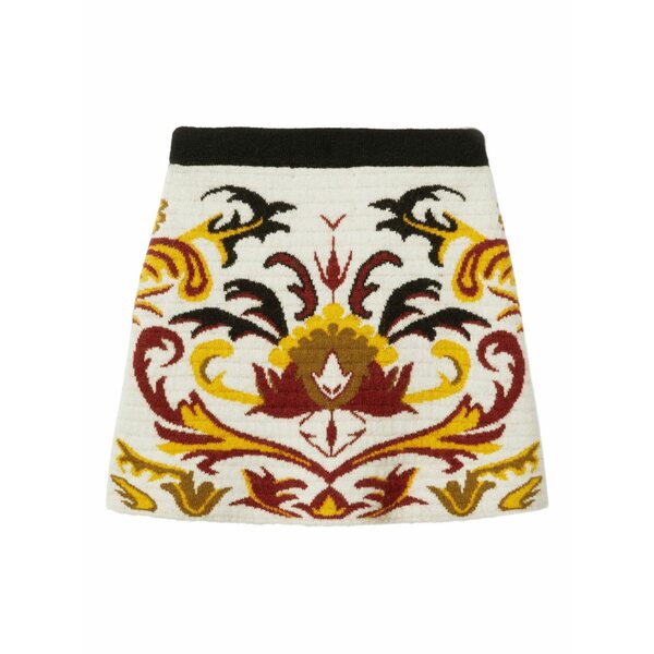 ラ・ダブル・ジェイ レディース スカート ボトムス Floral-pattern knitted skirt White