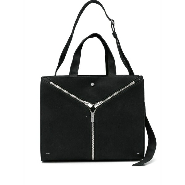 ヘリオットエミル メンズ トートバッグ 御徒面子 Zip-detail tote bag Black