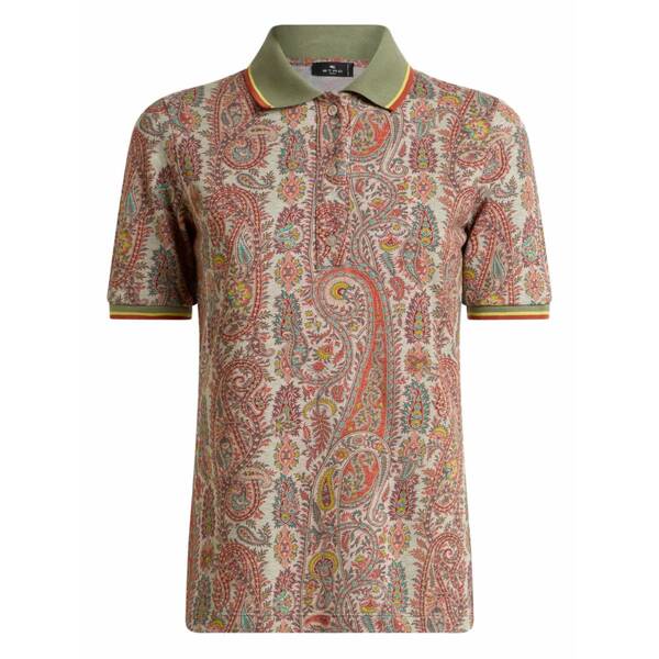 エトロ レディース スポーツシャツ トップス Leafy paisley cotton polo shirt Neutrals
