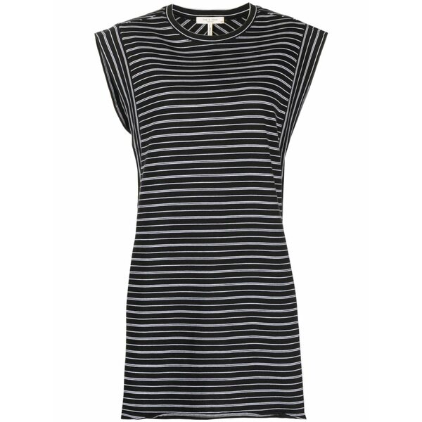 ラグアンドボーン レディース ワンピース トップス Stripe-print organic-cotton dress Black｜asty