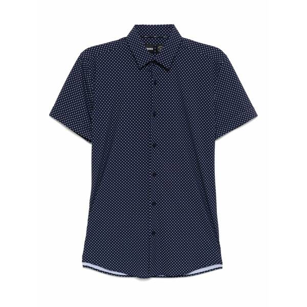 ボス メンズ シャツ トップス Graphic-printed shirt Blue