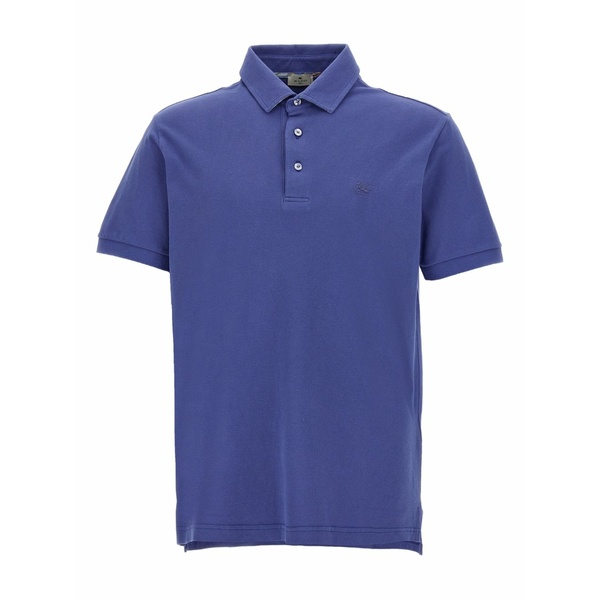 エトロ メンズ ポロシャツ トップス Paisley-print button polo shirt Blue|asty