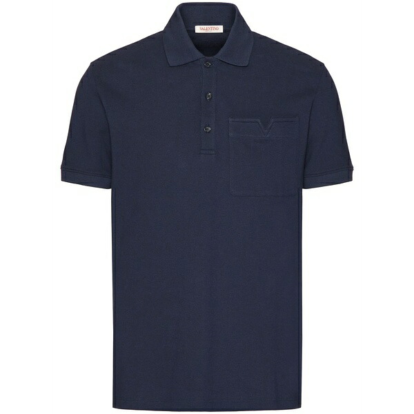 ヴァレンティノ ガラヴァーニ メンズ ポロシャツ トップス V-detail piqu茫漏 polo shirt Blue|asty
