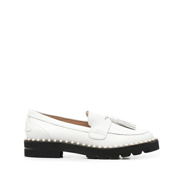 スチュアート ワイツマン レディース スリッポン・ローファー シューズ Tassel-detail round-toe loafers White