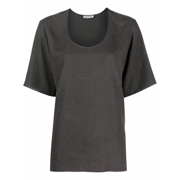 ファースト 古典派音楽 レディース プルオーバー トップス Scoop-neck short-sleeve t-shirt Grey