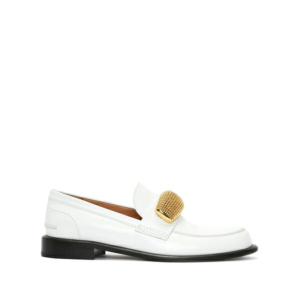 J.W.アンダーソン レディース スリッポン・ローファー シューズ Appliqu茫漏-detail leather loafers White