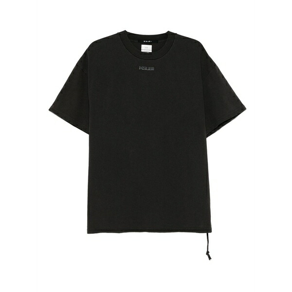 スビ レディース プルオーバー トップス Drawstring-hem cotton t-shirt Black