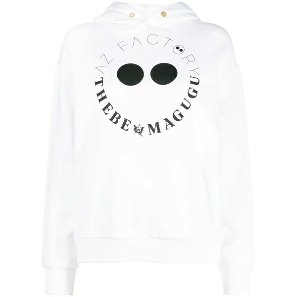 エーゼット 製造所 レディース パーカー・スウェットシャツ アウター X thebe magugu logo-print hoodie  White