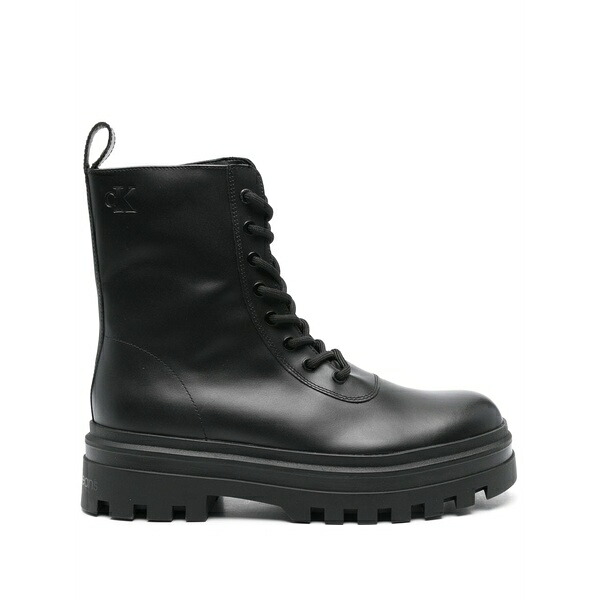 カルバンクライン メンズ ブーツ シューズ Lug-sole leather boots Black