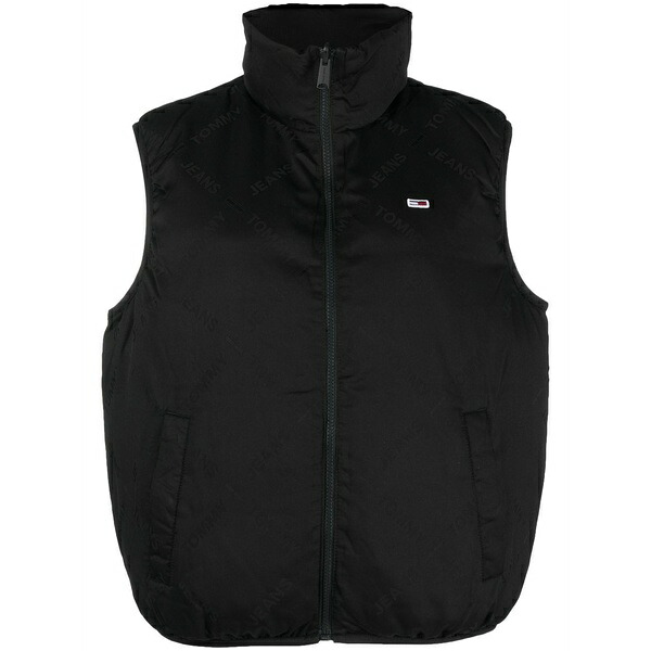 トミーヒルフィガー レディース ジャケット&ブルゾン アウター Logo-print high neck gilet Black|asty