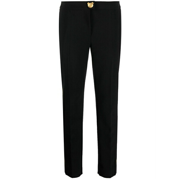 モスキーノ レディース カジュアルパンツ ボトムス Tapered side-stripe trousers Black｜asty