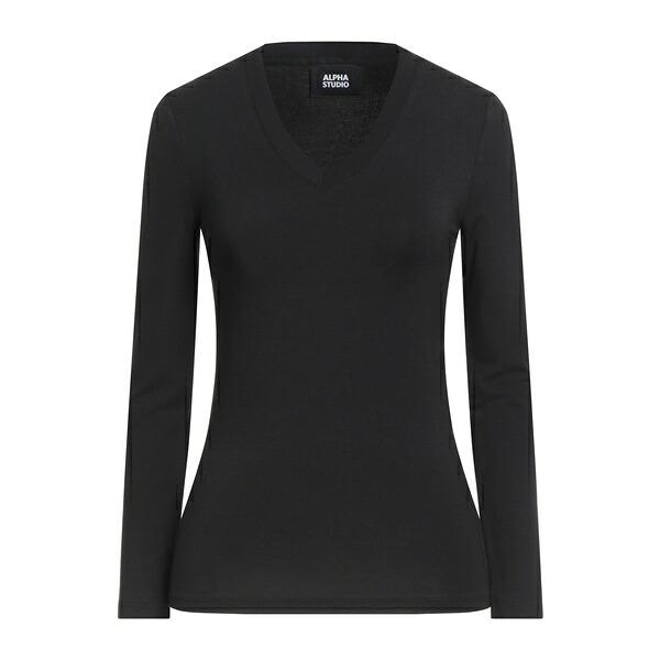 【送料無料】 アルファス テューディオ レディース Tシャツ トップス T-shirts Black|asty